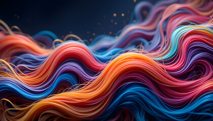 Obraz premium Noodle wavy background illustration. Curvy wave wallpaper. Colorful noodle Asia cuisine wallpaper