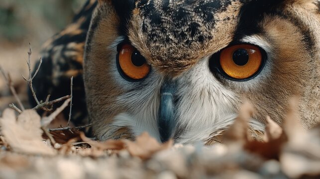 Majestic Eurasian Eagle Owl Observation Natural Habitat Wildlife Photography Forest Close-Up Nature's Predator