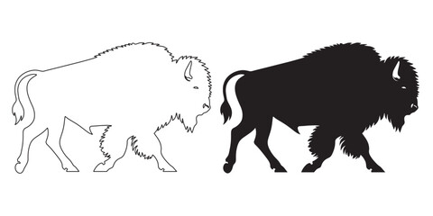 Elegant bison icon in simple vector format – silhouette design for digital art and logos – bison silhouette – bison vector – bison illustration – minimalist bison outline – bison line art

