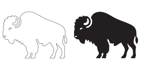 Minimalist bison vector silhouette – flat animal design perfect for nature and eco branding – bison silhouette – bison illustration – bison icon – minimalist bison outline – bison line art

