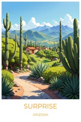 Surprise Arizona United states Travel Poster Illustration Print Decor Gift Canvas Wall Art Gift