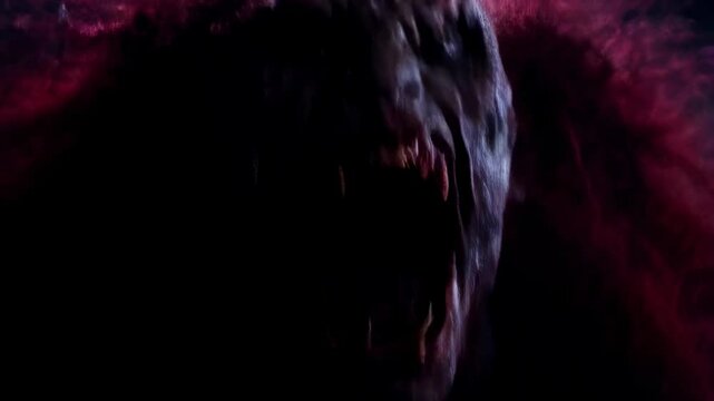 Screamer horror jumpscare: creepy nightmare ghost emerges from darkness