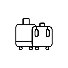 Two Suitcases On Wheels Modern Minimalist Travel Luggage Outline Icon