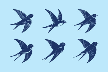 Barn Swallow bird, silhouette vector illustration