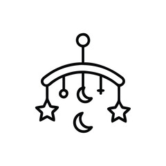 Cute Baby Mobile Toy With Stars And Moons In Outline Style