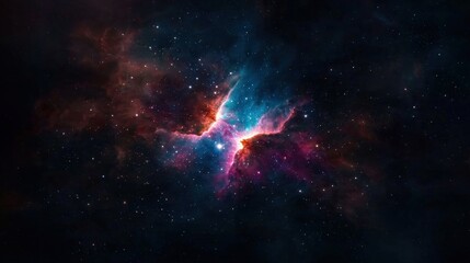 Naklejka premium A stunning cosmic scene featuring vibrant colors and swirling gases, illustrating the beauty and mystery of the universe.