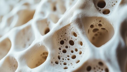 Close-up view of spongy bone tissue.  Porous structure with interconnected cavities