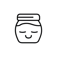 Smiling Jar Icon Vector Illustration Outline Style Happy Container Design