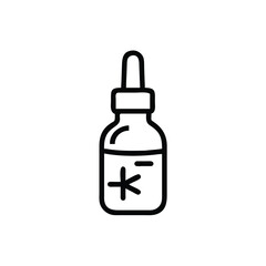 Essential Oil Dropper Bottle Outline Icon With Plus Minus Symbol Vector Illustration
