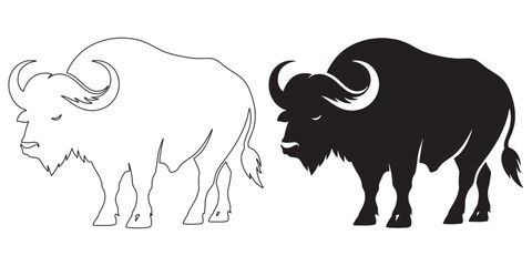 Powerful buffalo vector silhouette – ideal for logos, posters, and rustic outdoor designs – buffalo silhouette – buffalo vector – buffalo illustration – minimalist buffalo outline – buffalo line art

