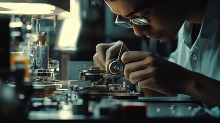 Watchmaker meticulously repairs intricate timepiece components