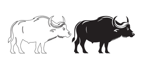 Creative buffalo icon in vector silhouette – modern design for nature-inspired projects – buffalo silhouette – buffalo vector – buffalo illustration – minimalist buffalo outline – buffalo line art

