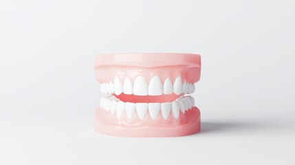 Realistic Model of Human Teeth in Open Mouth Display on White Background