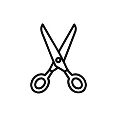 Open Scissors Minimalist Design Tailoring Tool Line Art Vector Graphic
