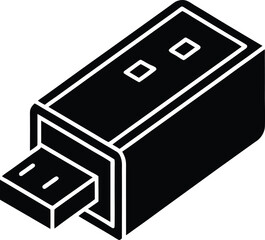 USB Port Silhouette Vector | Tech Connector Icon in Minimal Black Design