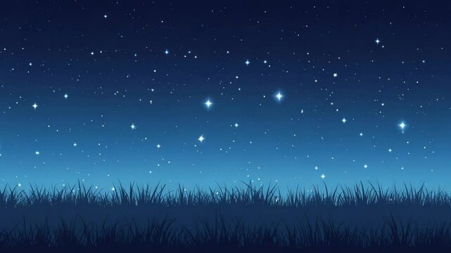 Grass under the starry sky