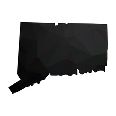 Abstract Polygon - Low Poly Color Black Connecticut map. Vector Illustration eps10.	
