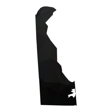 Abstract Polygon - Low Poly Color Black Delaware map. Vector Illustration eps10.	
