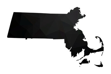 Abstract Polygon - Low Poly Color Black Massachusetts map. Vector Illustration eps10.	
