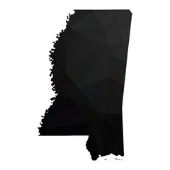 Abstract Polygon - Low Poly Color Black Mississippi map. Vector Illustration eps10.	

