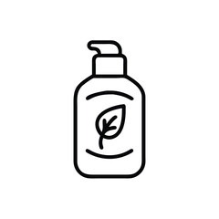 Organic Lotion Bottle Line Icon For Eco Friendly Product Packaging Vector