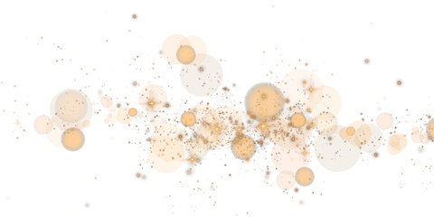 A warmtoned bokeh effect featuring glowing orbs alongside soft sparkles set against a transparent background