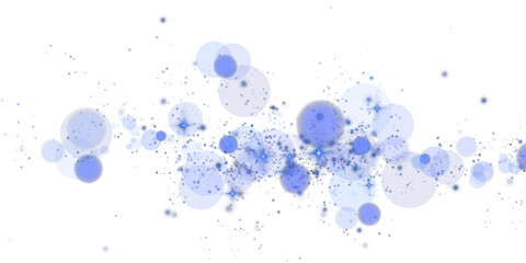 A beautifully delicate bokeh effect showcasing glowing blue orbs and soft sparkles against a transparent background