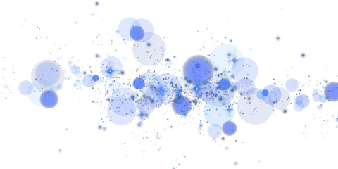 A mesmerizing bokeh effect featuring blue glowing orbs and soft sparkles on a transparent background.