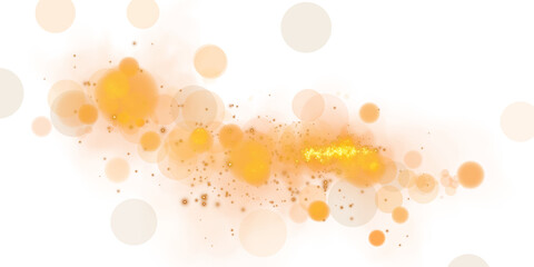 A captivating bokeh effect featuring soft glowing orange orbs and sparkles on a transparent backdrop.