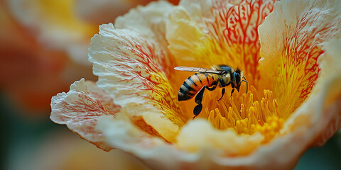 Honeybee in a Beautiful Flower