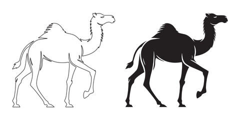 Minimal camel silhouette – simple vector design ideal for logos, posters, and digital content – camel silhouette – camel vector – camel illustration – minimalist camel outline – camel icon

