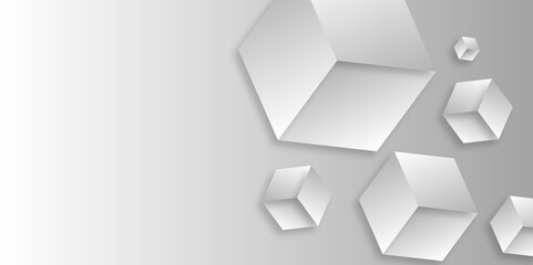 Abstract geometric shape from gray cubes. flat gradient abstract background.  Modern pattern futuristic technology concept banner for cover, poster, presentation background. vector illustration.