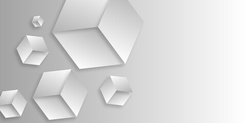 Abstract geometric shape from gray cubes. flat gradient abstract background.  Modern pattern futuristic technology concept banner for cover, poster, presentation background. vector illustration.