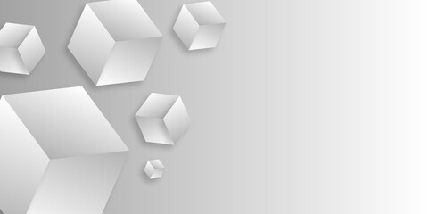 Abstract geometric shape from gray cubes. flat gradient abstract background.  Modern pattern futuristic technology concept banner for cover, poster, presentation background. vector illustration.