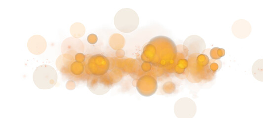 A stunning bokeh effect featuring glowing orbs in warm yellow tones with soft sparkles against a transparent backdrop.
