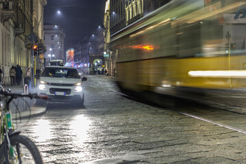 night view of the downtown of Milan during the Christmas season, Milan, Italy