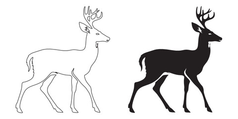 Elegant deer line art silhouette – minimalist design for logos, digital art, and nature projects – deer silhouette – deer vector – deer illustration – minimalist deer outline – deer icon

