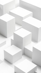 Obraz premium Abstract White Cube Composition: A Minimalist 3D Geometric Design