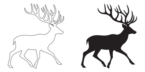Majestic deer vector silhouette – perfect for eco-friendly, nature, and wildlife branding – deer silhouette – deer vector – deer illustration – minimalist deer outline – deer icon

