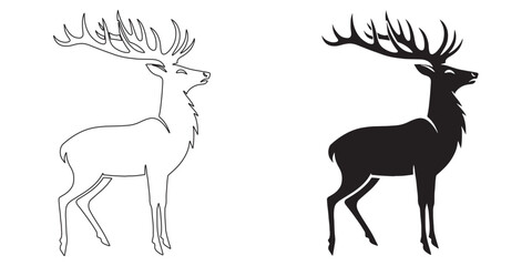 Elegant deer silhouette – minimalist vector design for animal, nature, and eco-themed content – deer silhouette – deer vector – deer illustration – minimalist deer outline – deer line art

