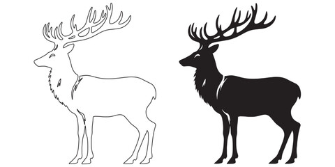 Majestic deer silhouette vector – bold design for wildlife and forest-themed projects – deer silhouette – deer vector – deer illustration – minimalist deer outline – deer icon

