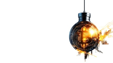 A lightbulb with a glowing Bitcoin symbol, representing innovation and cryptocurrency technology.