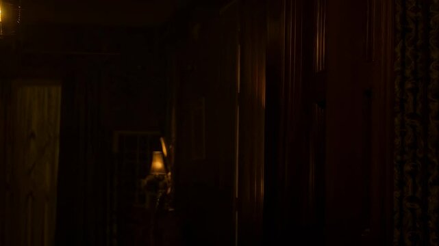 Creepy nightmare: eerie ghostly deamon jumpscare in dimly lit vintage room