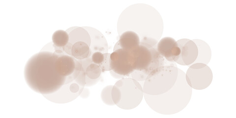 A beautiful chocolate brown bokeh effect featuring glowing orbs and soft sparkles on a transparent background.