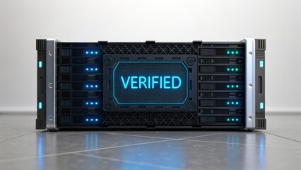 Registration and verification, A digital interface showcasing encryption verification for servers in a visually appealing design.