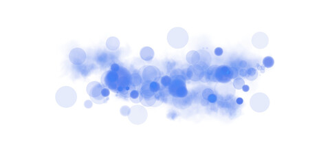A captivating blue bokeh effect featuring glowing orbs and soft sparkles on a transparent background.