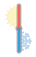 Street thermometer icon with snowflake below and sun above. EPS 10. Vector illustrations