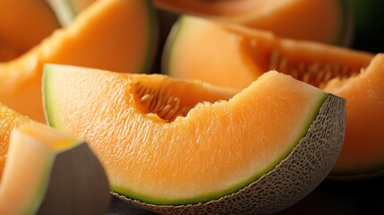 Fresh cantaloupe slices
