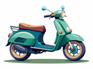 A high-quality vector of a modern city scooter with rounded body and step-through frame, isolated on a white background