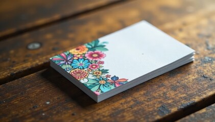 Business card set on wooden table , office, desk